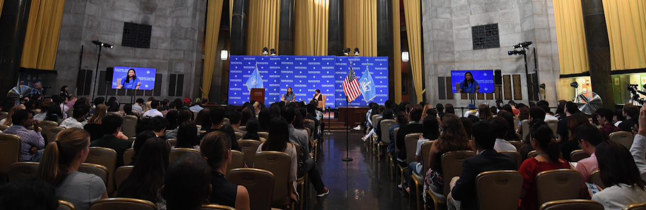 A gathering in Low Library rotunda
