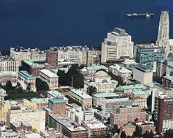 An aerial view of Morningside Heights campus. 
